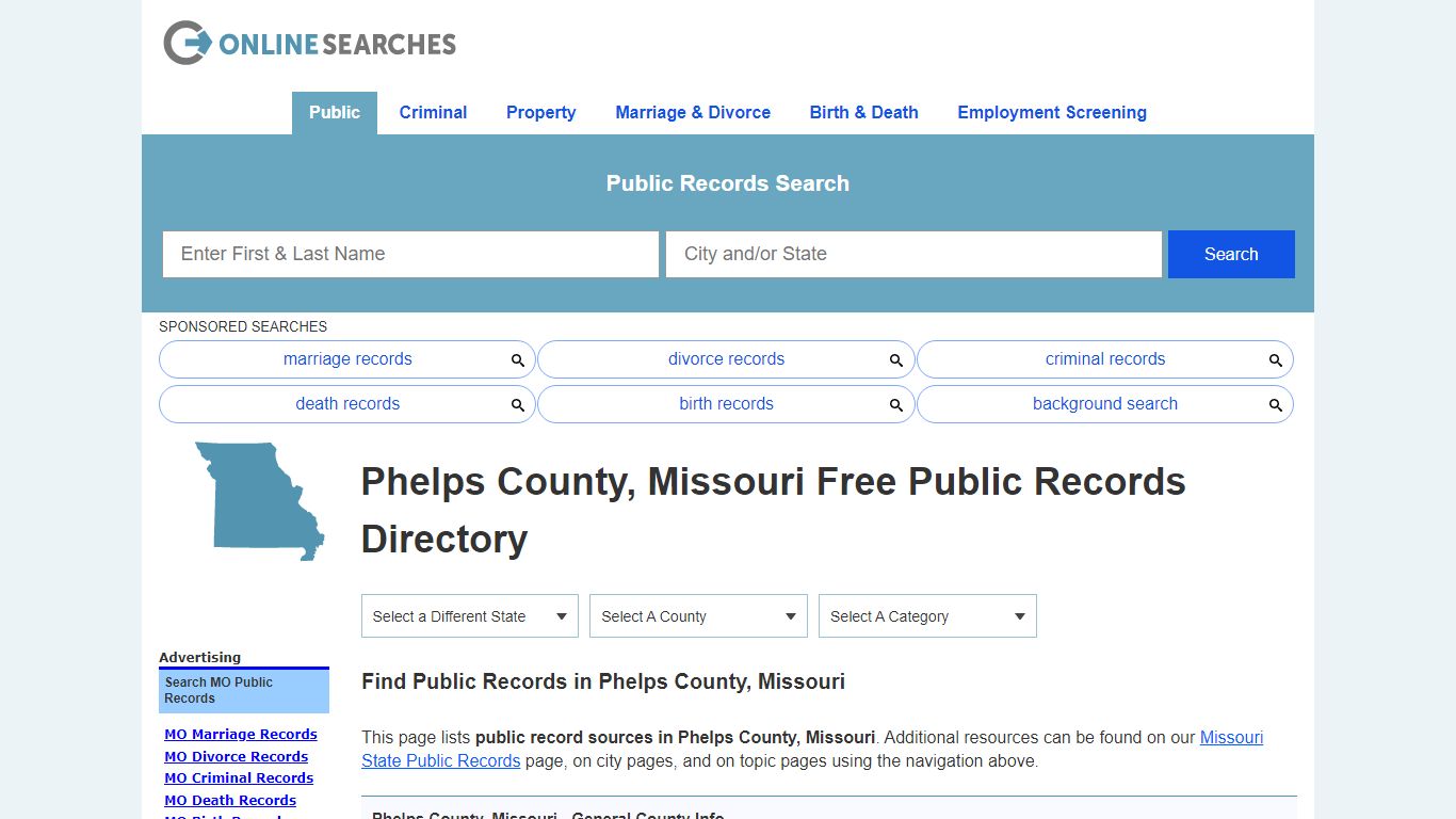 Phelps County, Missouri Free Public Records Directory - OnlineSearches.com